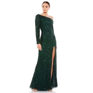 Mac Duggal 5449 Asymmetrical Neckline High Slit Dress Size 10